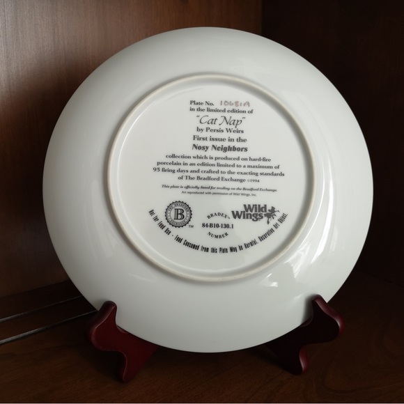 1994 Bradford Exchange's "Cat Nap" Collectable Porcelain Cat Plate - Picture 3 of 3